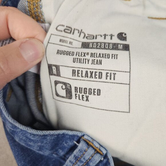 Carhartt Jeans Mens 32x34 Blue Relaxed Denim Straight Rugged Flex Workwear Pants - Picture 10 of 14
